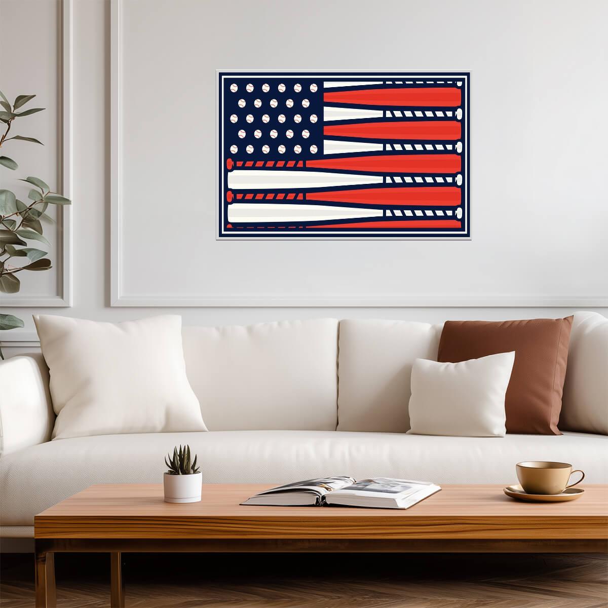 American Flag Baseball Bats | Patriotic Sports Art | USA Pride Poster - Sports Poster