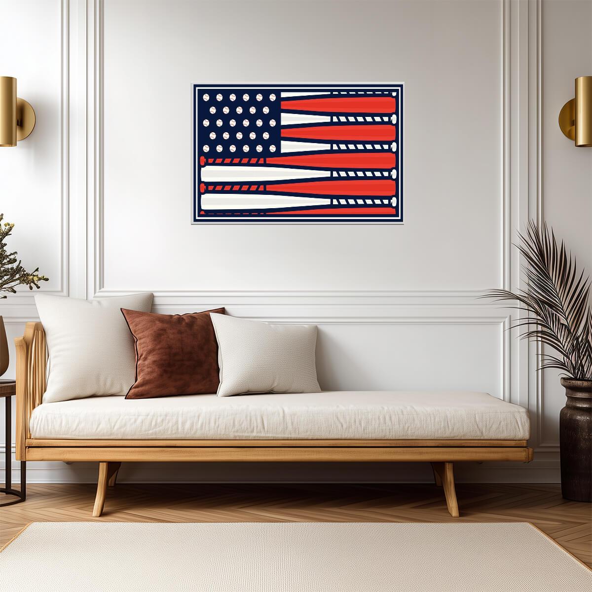 American Flag Baseball Bats | Patriotic Sports Art | USA Pride Poster - Sports Poster
