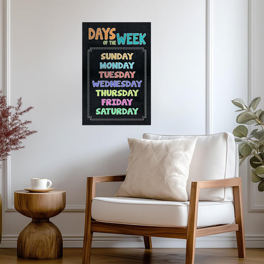 Days of the Week Chart | Educational Kids Poster | Rainbow Classroom Decor - For Kids Poster