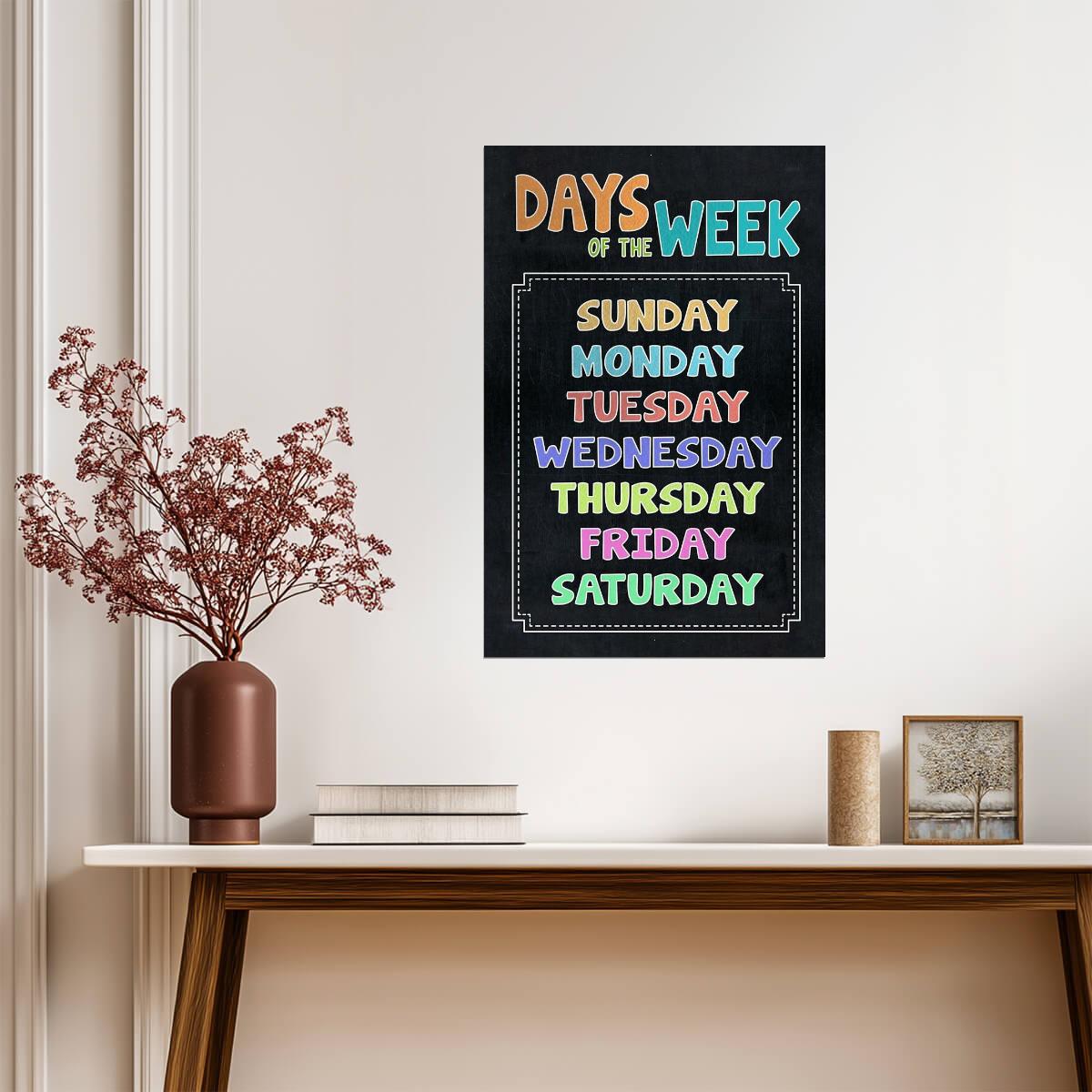 Days of the Week Chart | Educational Kids Poster | Rainbow Classroom Decor - For Kids Poster