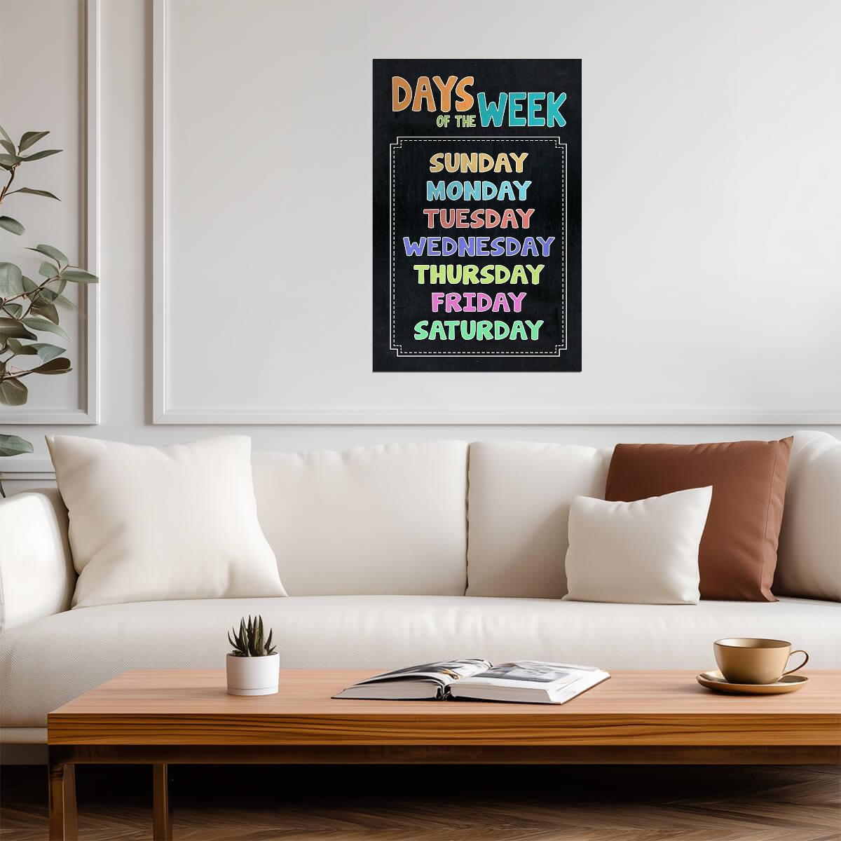 Days of the Week Chart | Educational Kids Poster | Rainbow Classroom Decor - For Kids Poster