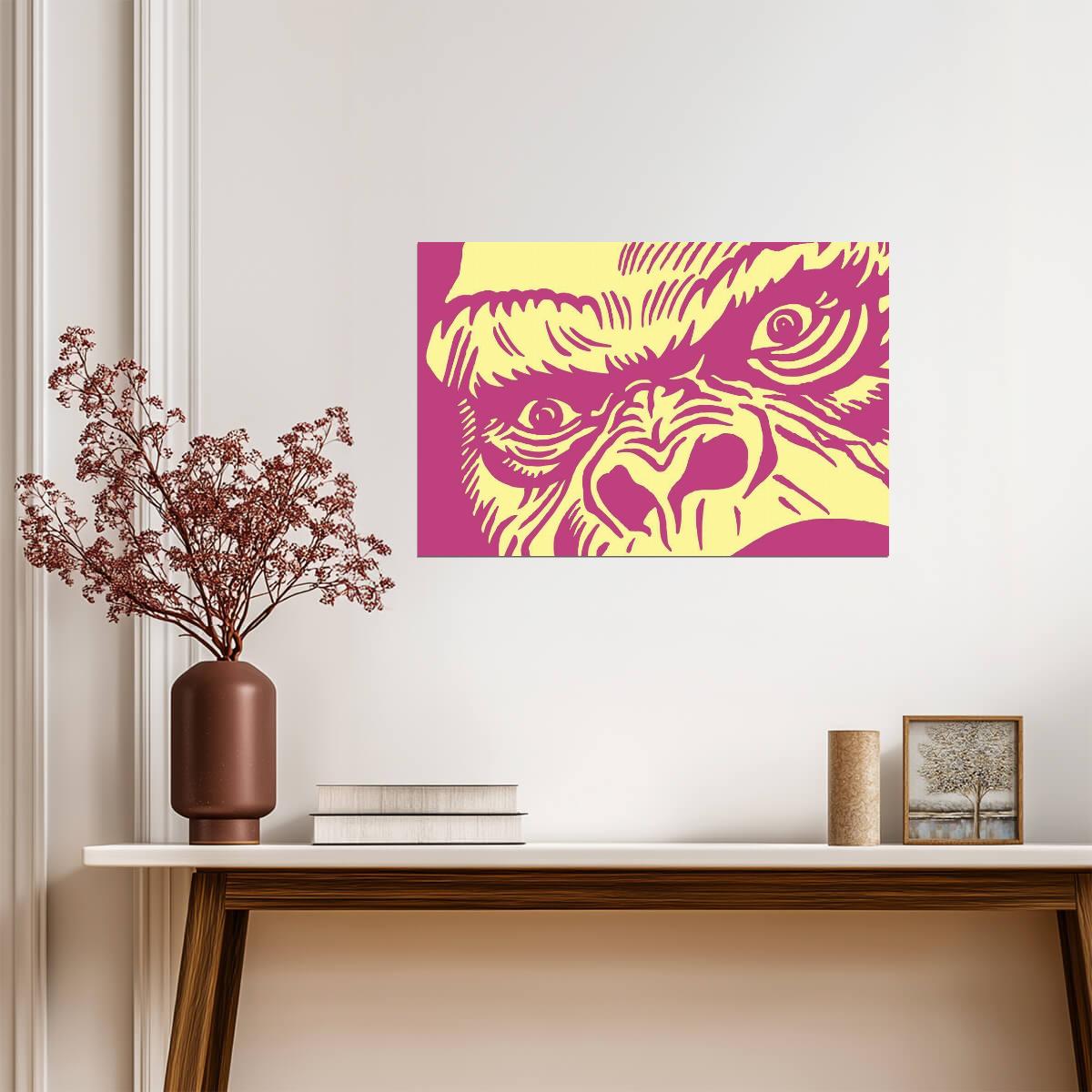 Gorilla Portrait Pop Art | Colorful Abstract Animal | Vibrant Wildlife Poster - Graphic & Art Poster