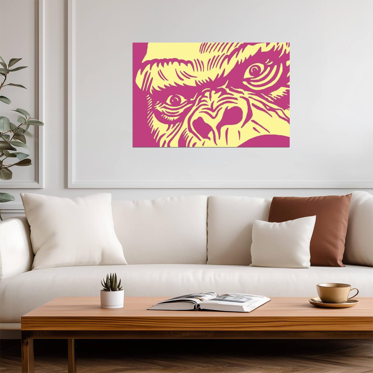 Gorilla Portrait Pop Art | Colorful Abstract Animal | Vibrant Wildlife Poster - Graphic & Art Poster