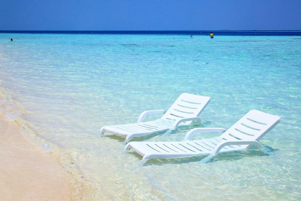 Sunchairs on a Tropical Beach | Paradise Photography Print | Relaxation Poster - Photography Poster