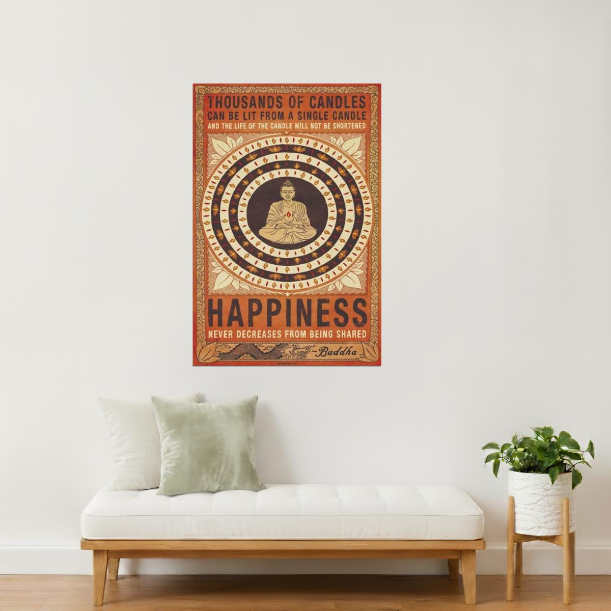 Thousands of Candles Can Be Lit | Buddha Happiness Quote Poster