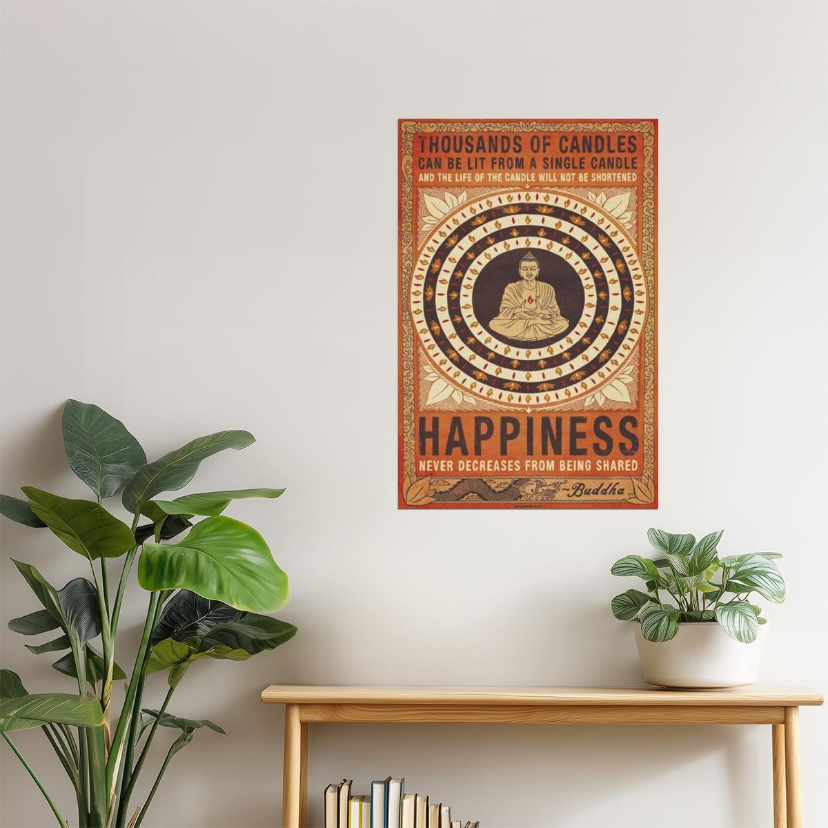 Thousands of Candles Can Be Lit | Buddha Happiness Quote Poster