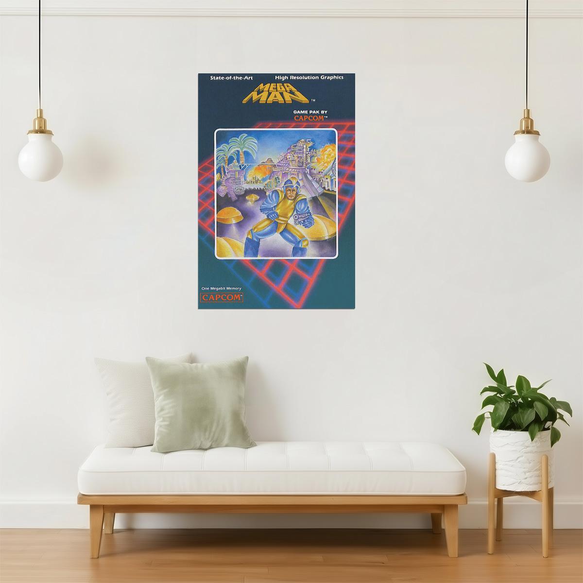 Mega Man NES Cover Poster | Retro Video Game Art | 8-Bit Gaming Decor
