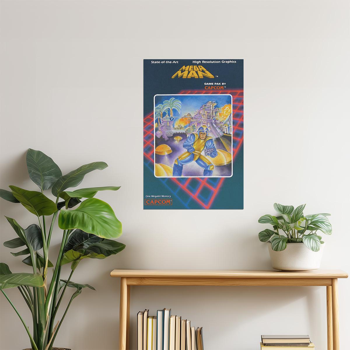 Mega Man NES Cover Poster | Retro Video Game Art | 8-Bit Gaming Decor