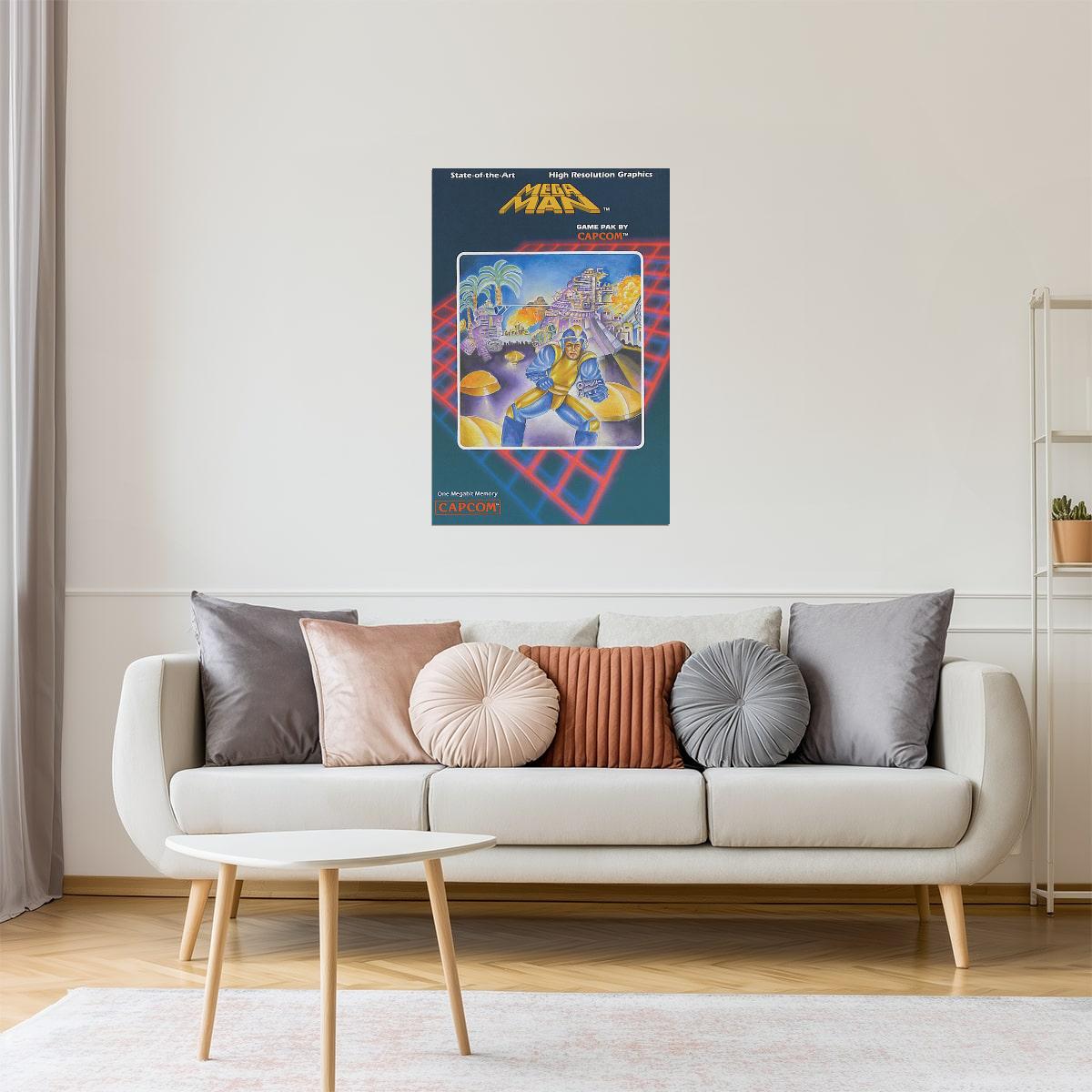 Mega Man NES Cover Poster | Retro Video Game Art | 8-Bit Gaming Decor