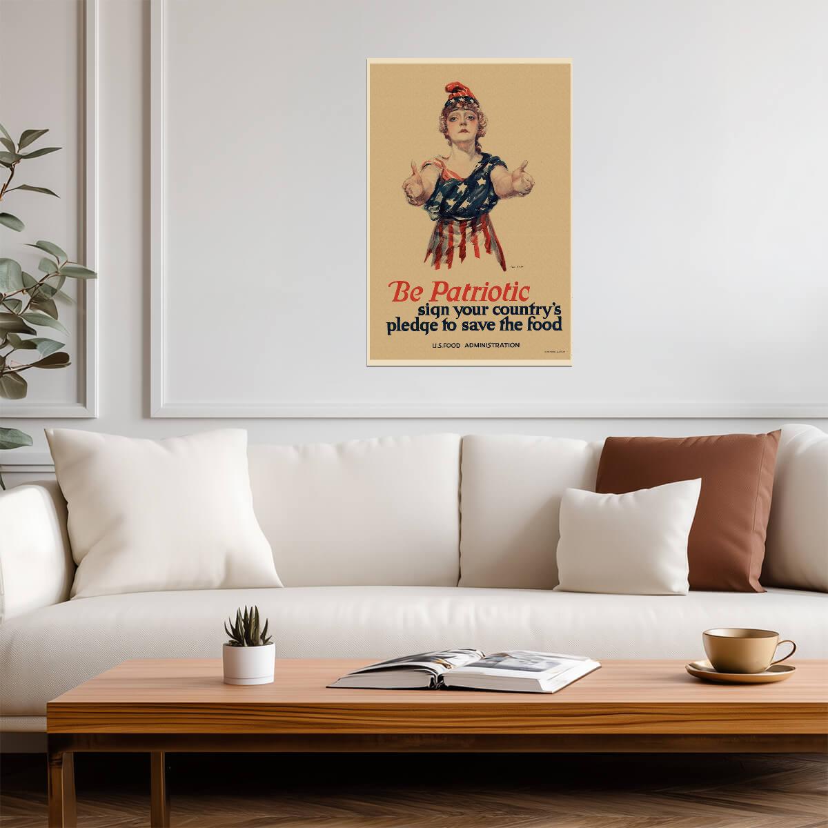 "Be Patriotic... Save Food" | WWI Propaganda Poster | Vintage Food Administration Art - Vintage & Retro Poster