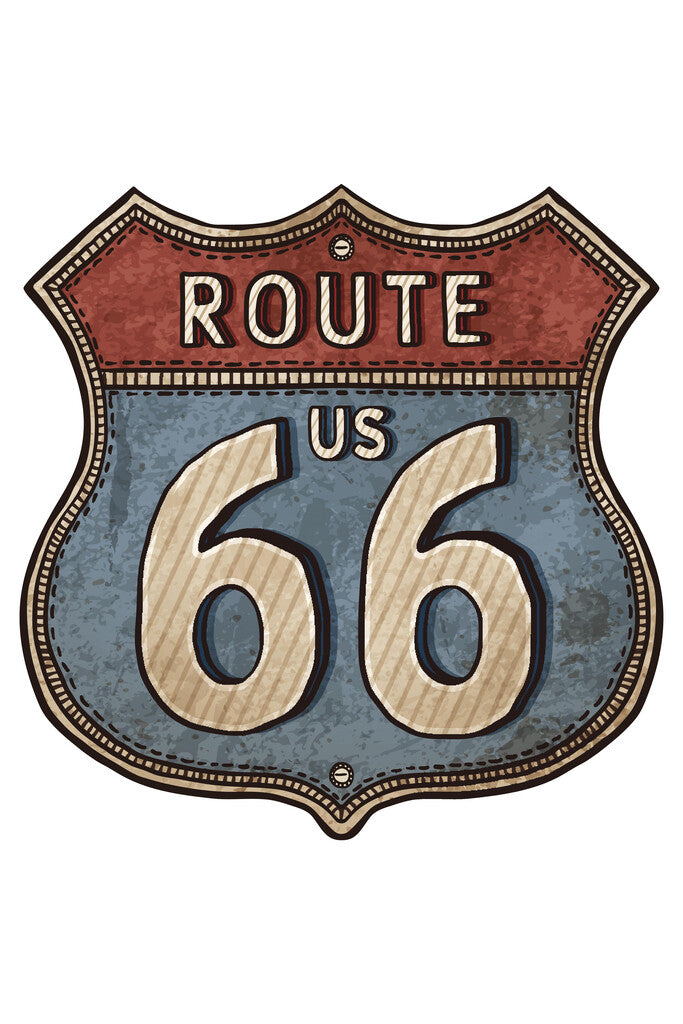 Vintage Route 66 Road Sign | Retro Americana Poster | Classic Highway Art - Type & Quotes Poster
