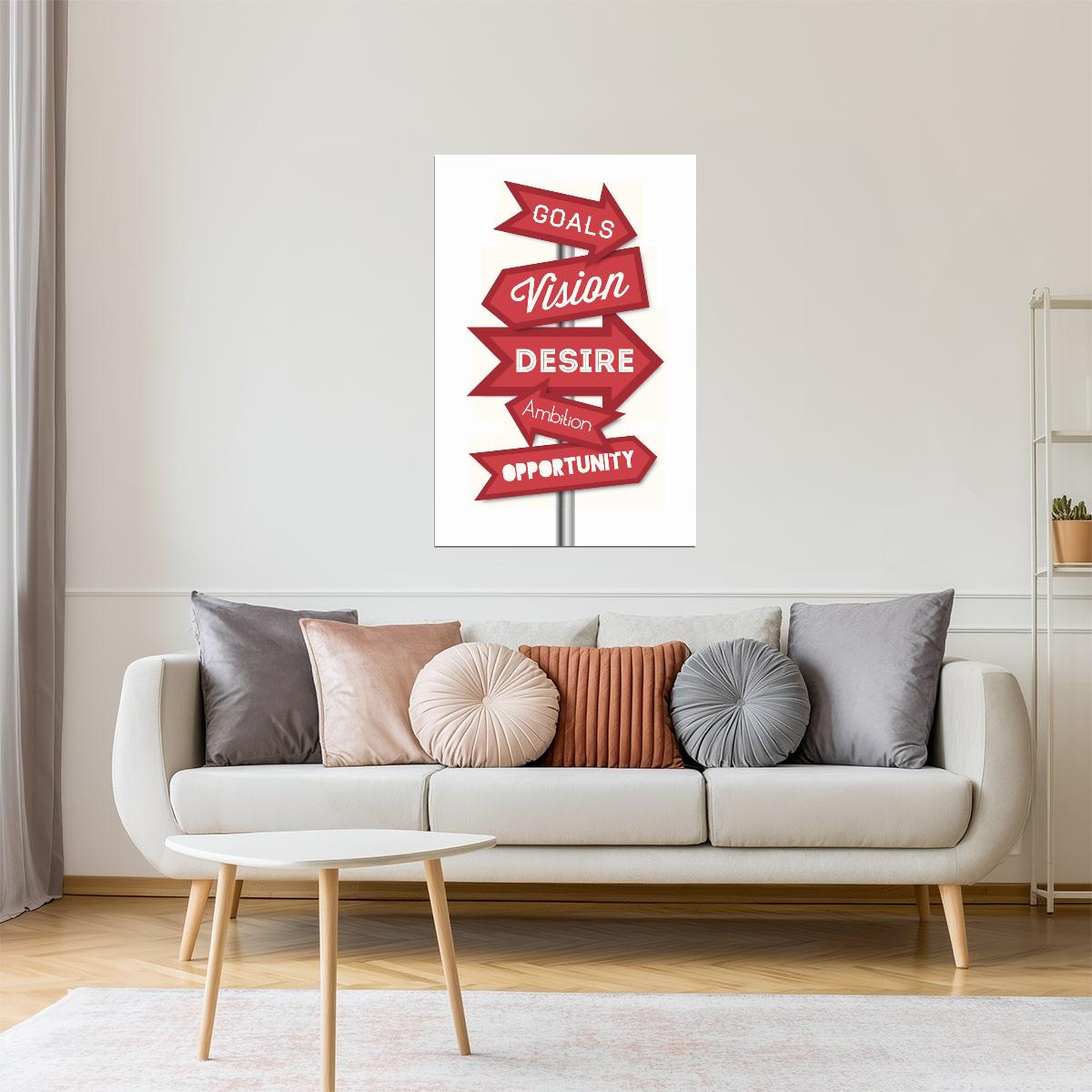 Vision and Desire | Directional Signpost Motivational Poster