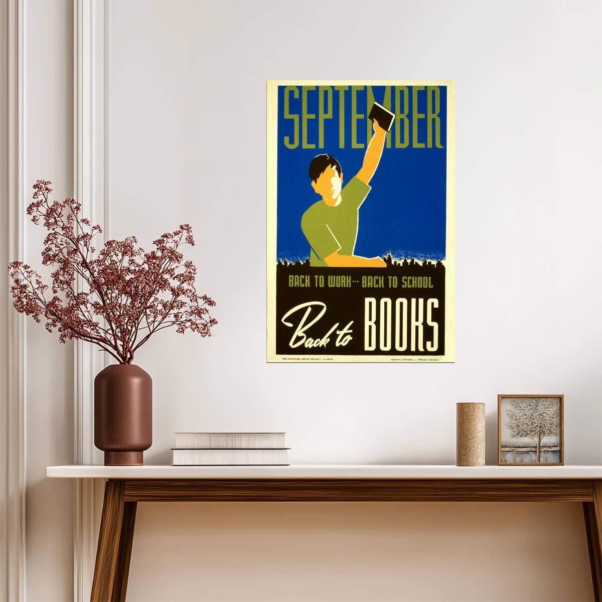 Back to School Back to Books | WPA Library Project Poster | Vintage Educational Art - For Kids Poster