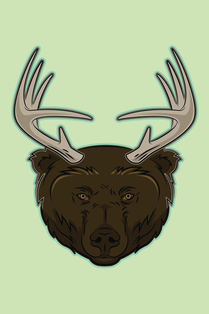 Deer Bear Beer Funny Poster | Pun Illustration | Cabin & Bar Wall Art