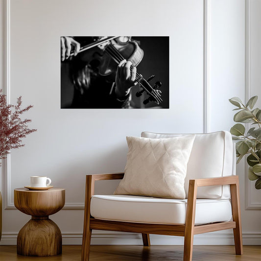 Violinist Playing Violin | Black and White Music Photography | Classical Musician Poster - Music Poster