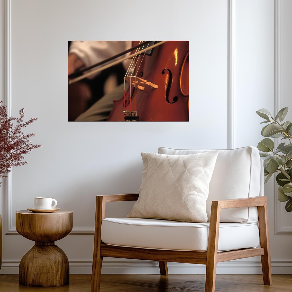Cellist Playing Cello Close-Up | Classical Music Photography | Musician Wall Art Poster - Music Poster