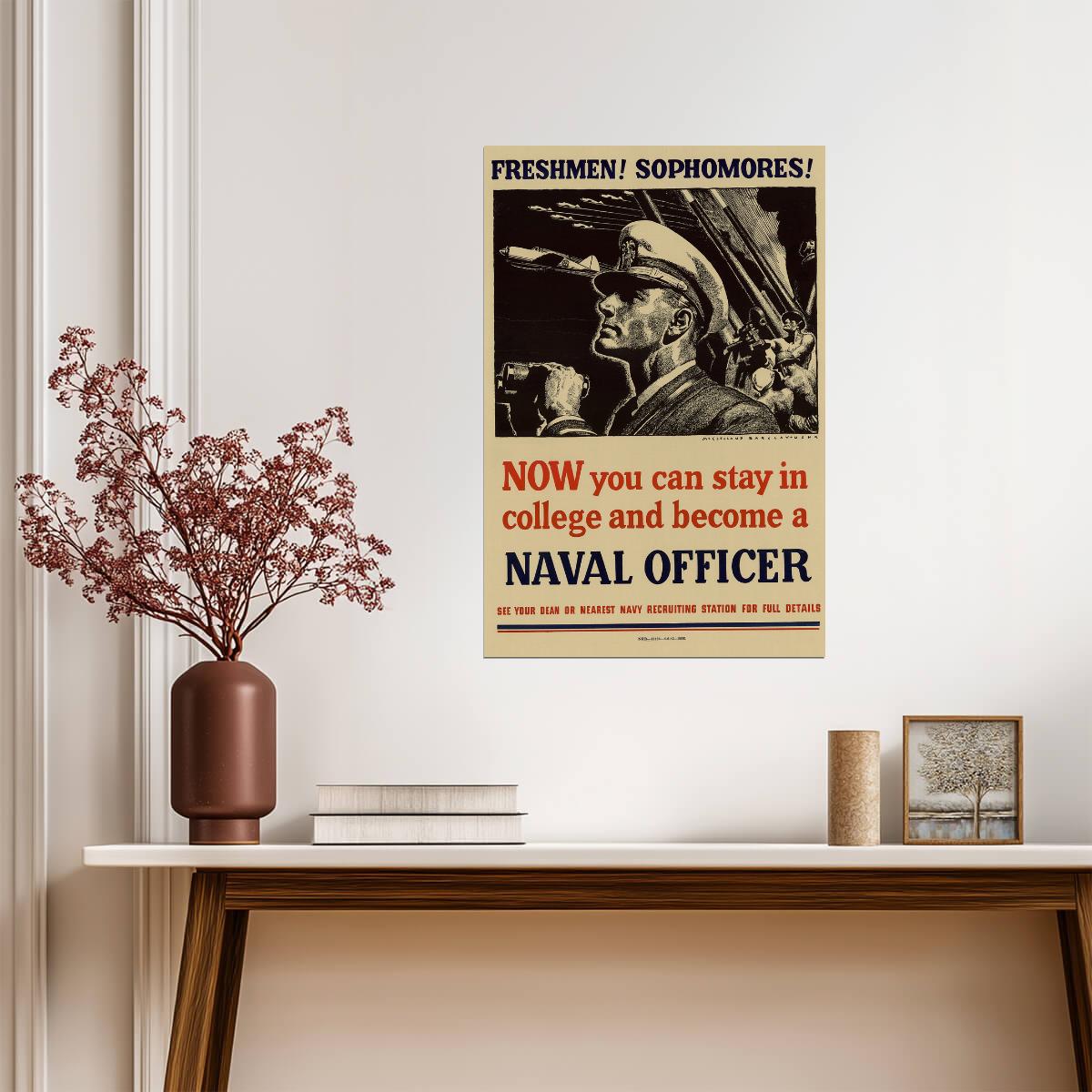 "Become a Naval Officer" | WWII Recruitment Poster | Vintage US Navy Propaganda - Vintage & Retro Poster