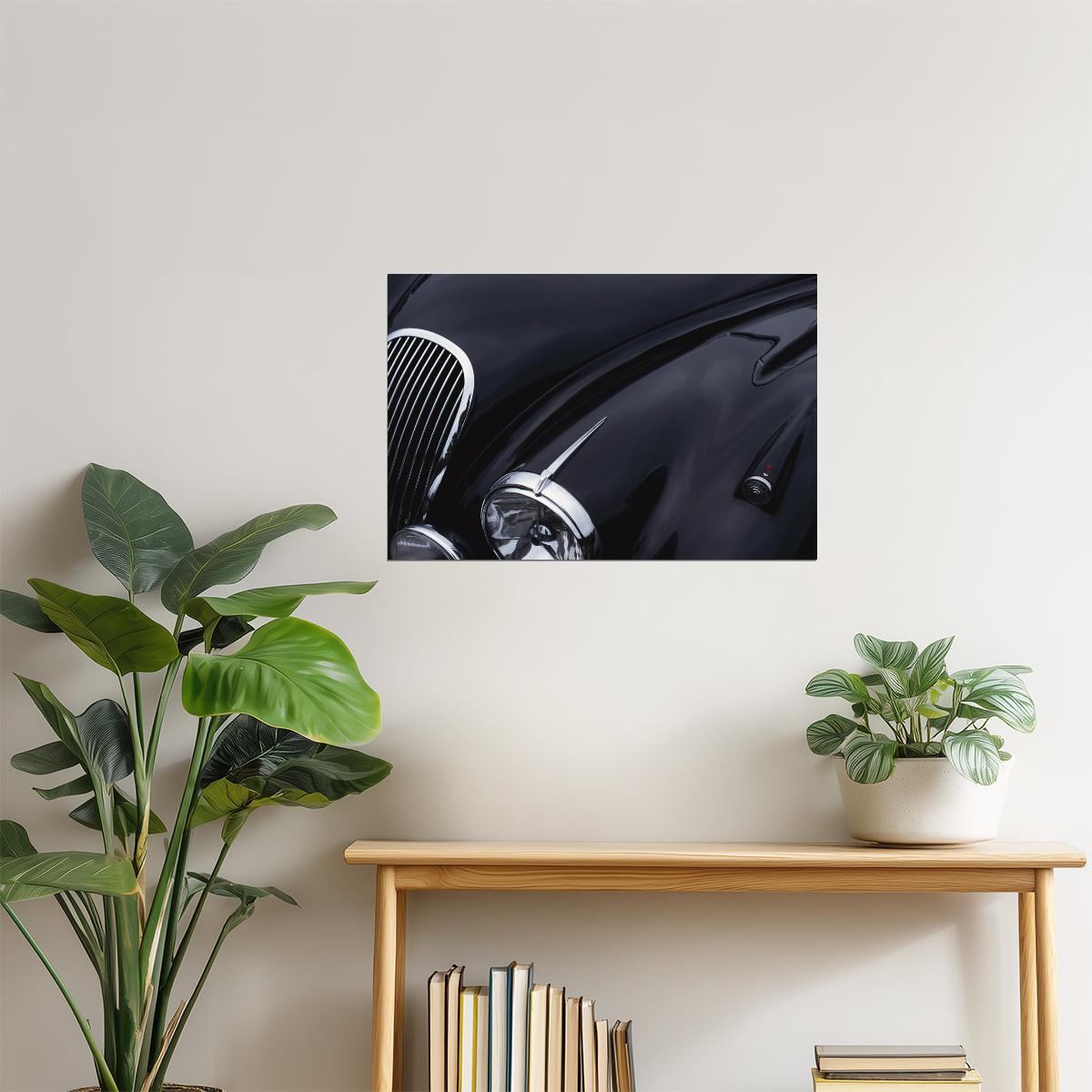 Black Jaguar Sports Car Poster | Vintage Automobile Photography | Luxury Car Wall Art