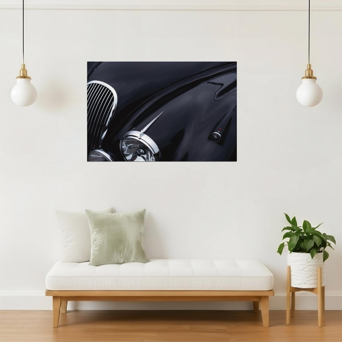 Black Jaguar Sports Car Poster | Vintage Automobile Photography | Luxury Car Wall Art