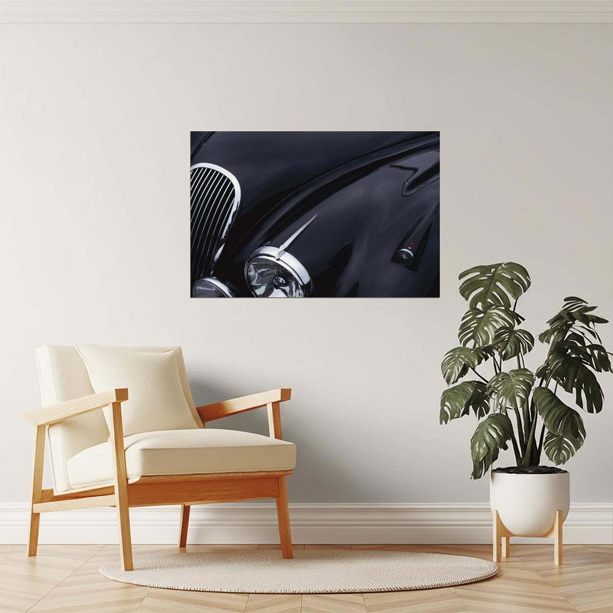 Black Jaguar Sports Car Poster | Vintage Automobile Photography | Luxury Car Wall Art