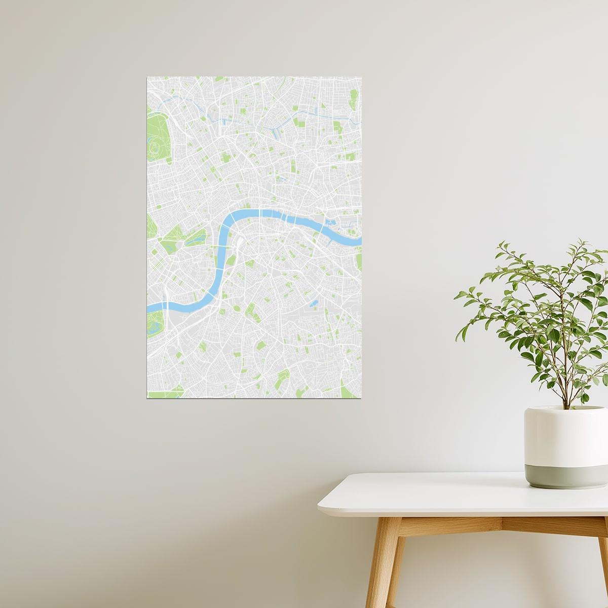London Map | Minimalist Street Plan with River Thames Poster