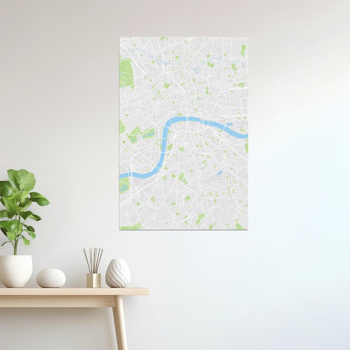 London Map | Minimalist Street Plan with River Thames Poster