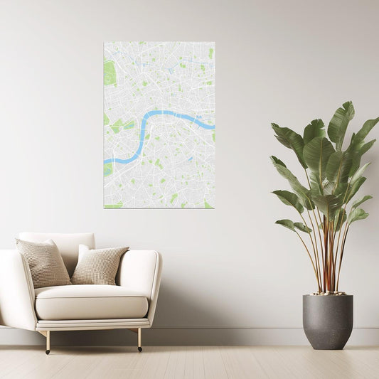 London Map | Minimalist Street Plan with River Thames Poster