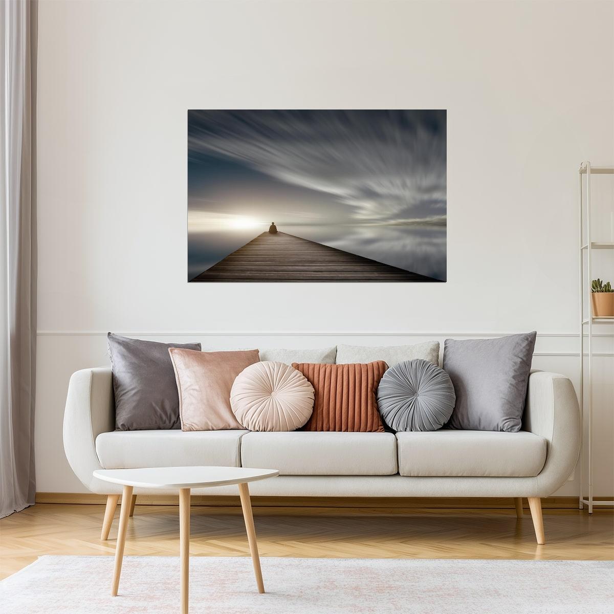 Time and Motion | Peaceful Dock Photograph Motivational Poster