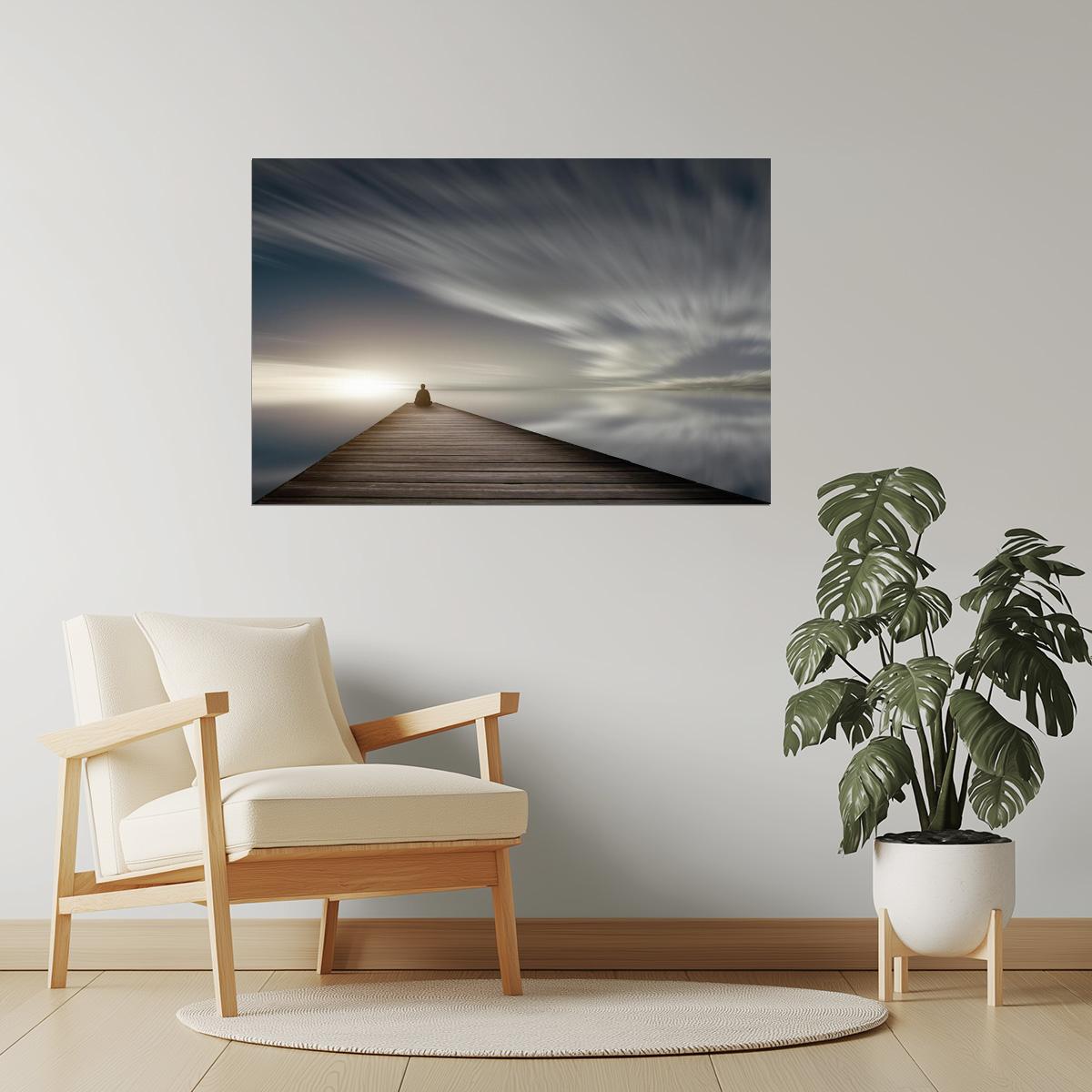 Time and Motion | Peaceful Dock Photograph Motivational Poster