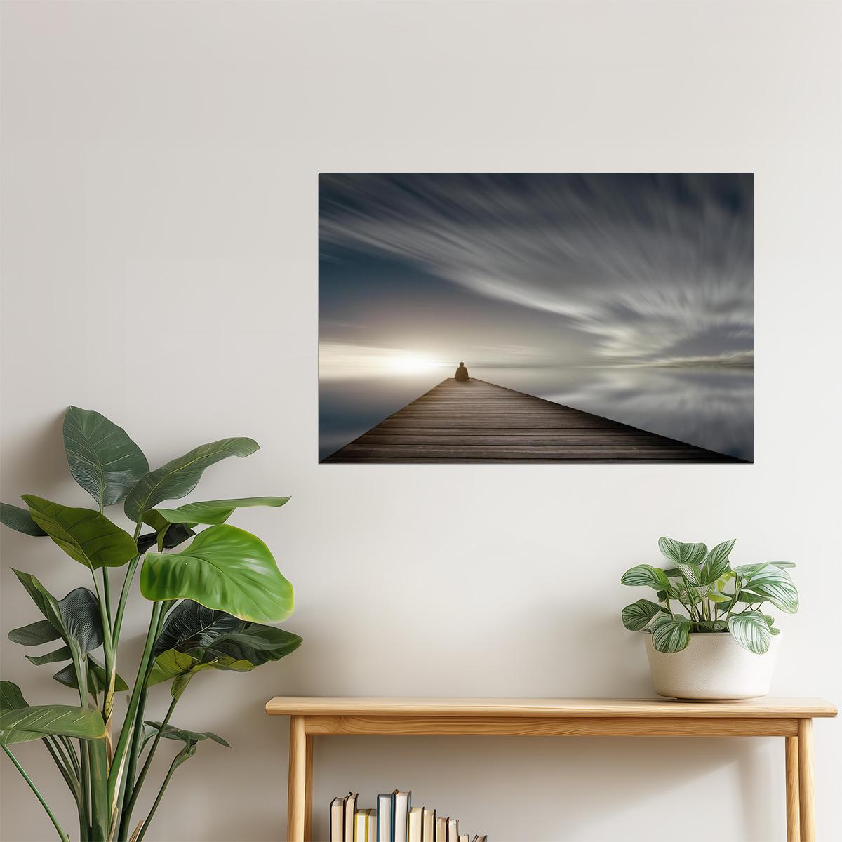 Time and Motion | Peaceful Dock Photograph Motivational Poster