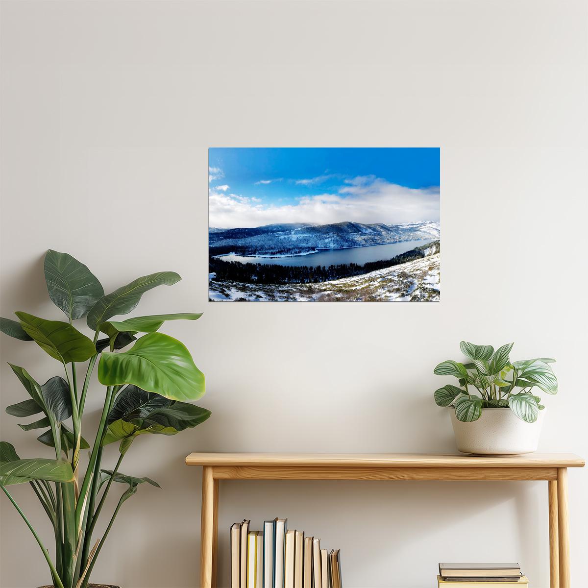 Donner Lake Winter Snow Poster | Tahoe Mountain Photography | Landscape Wall Art