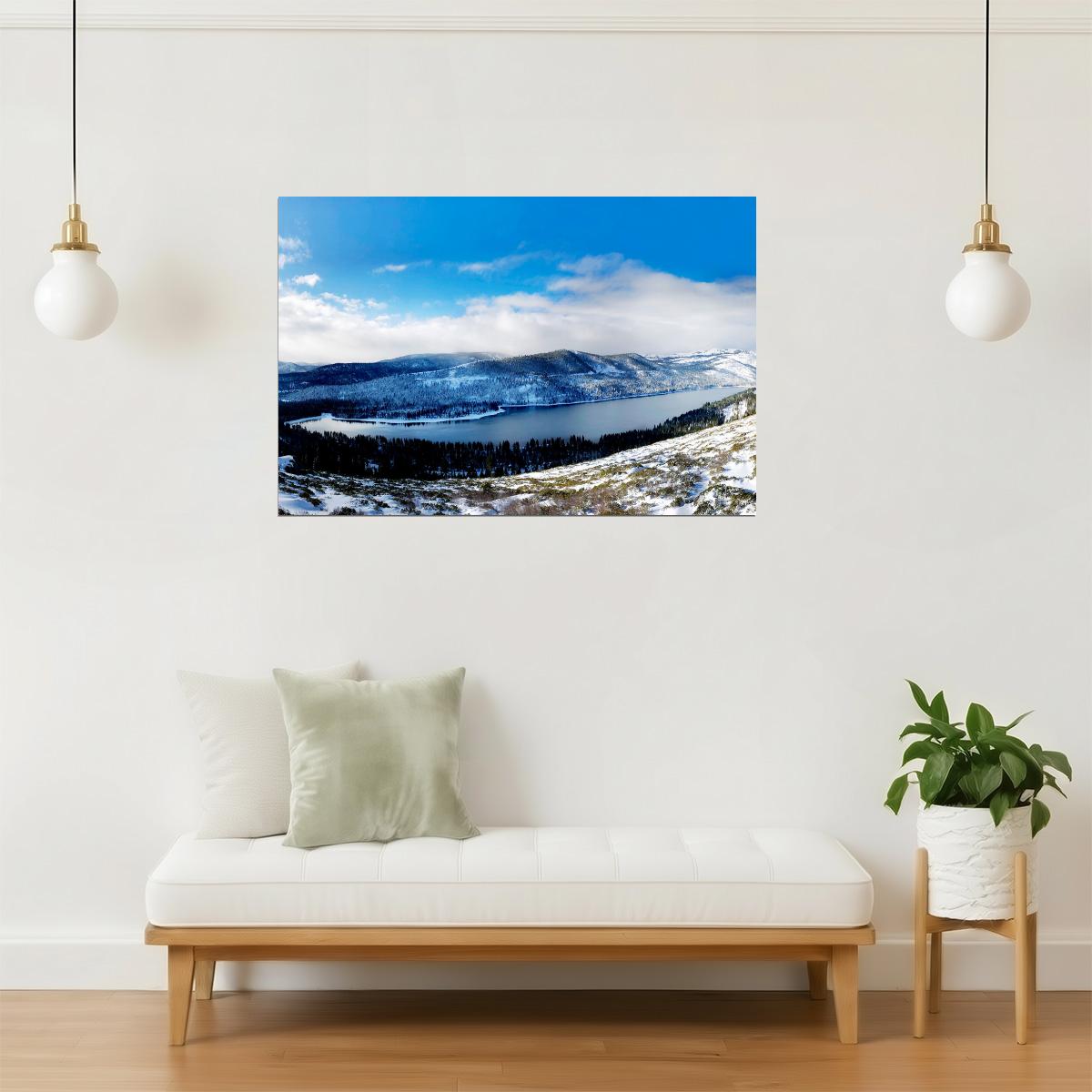 Donner Lake Winter Snow Poster | Tahoe Mountain Photography | Landscape Wall Art