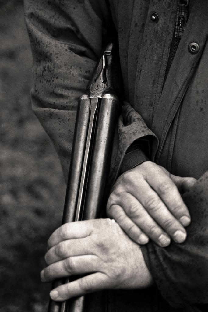 Hunter Holding a Shotgun | Vintage Black and White Photo | Hunting Lifestyle Poster - Vintage & Retro Poster
