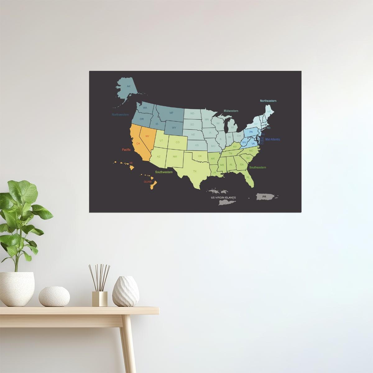 USA Map | United States and Territories Classroom Reference Map Poster