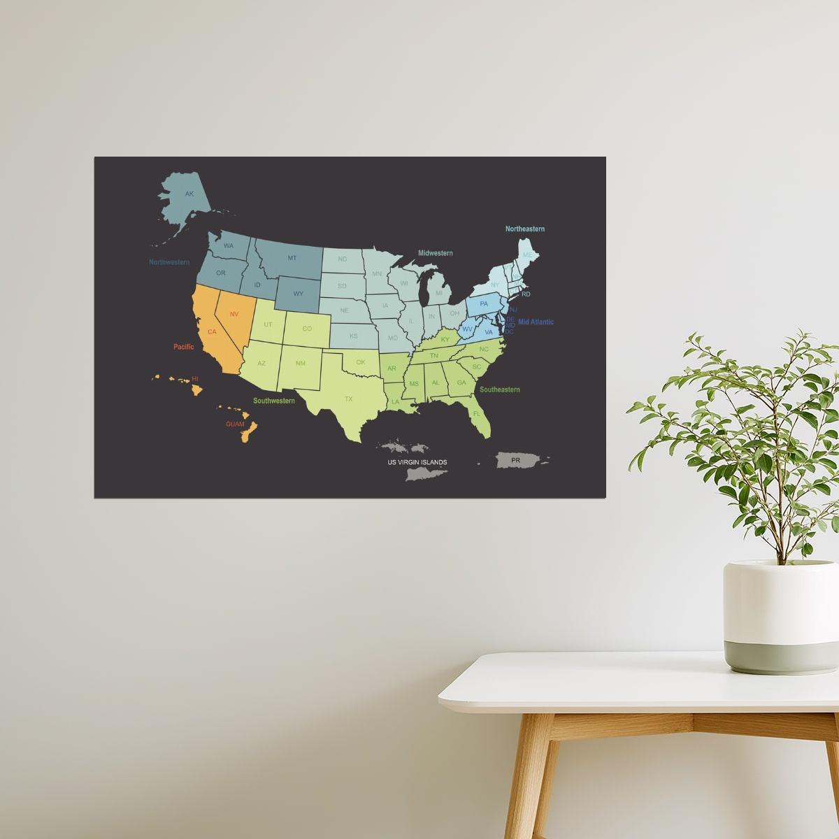 USA Map | United States and Territories Classroom Reference Map Poster