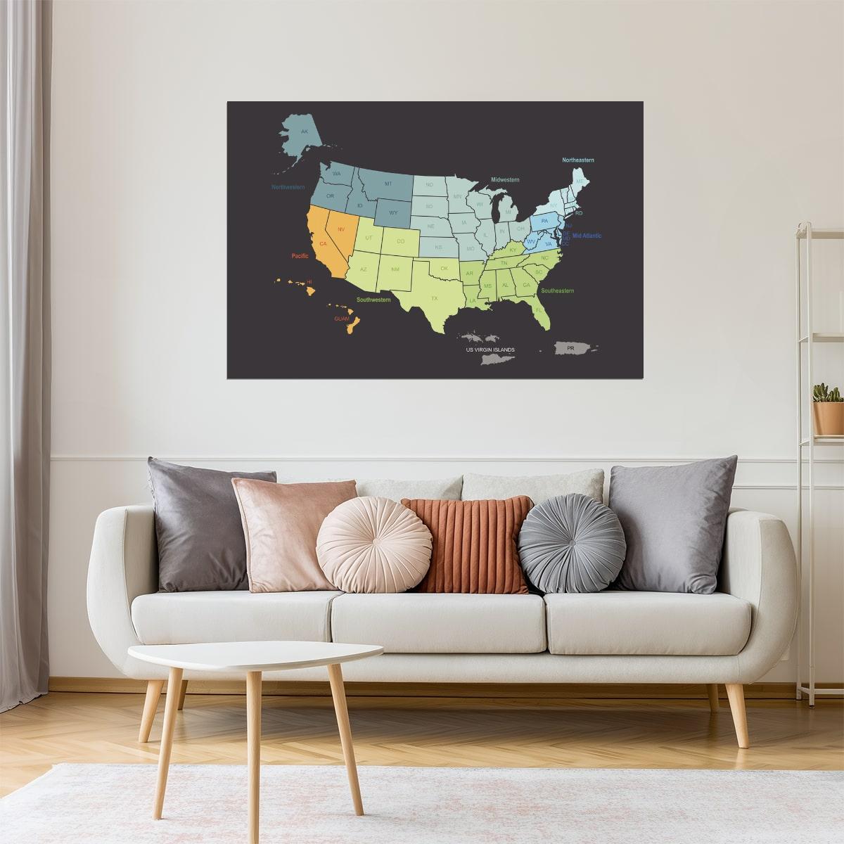 USA Map | United States and Territories Classroom Reference Map Poster