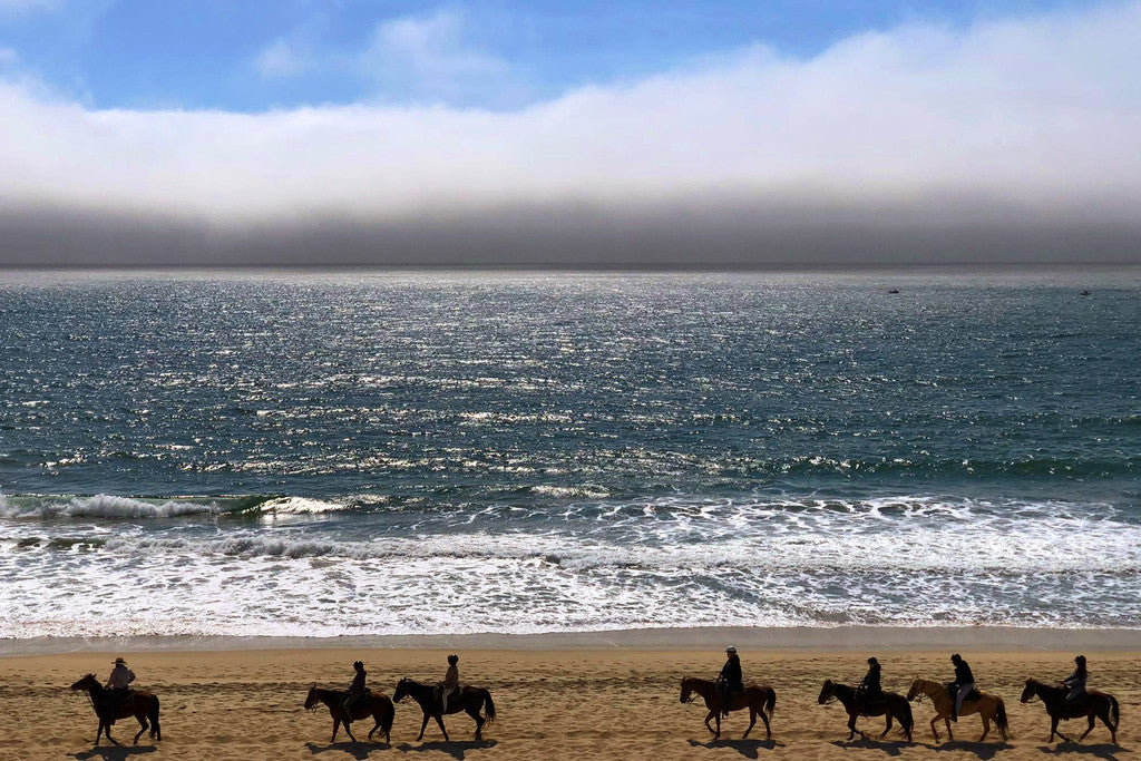 Horseback Rider on Beach Poster | Half Moon Bay California Photography | Coastal Wall Art