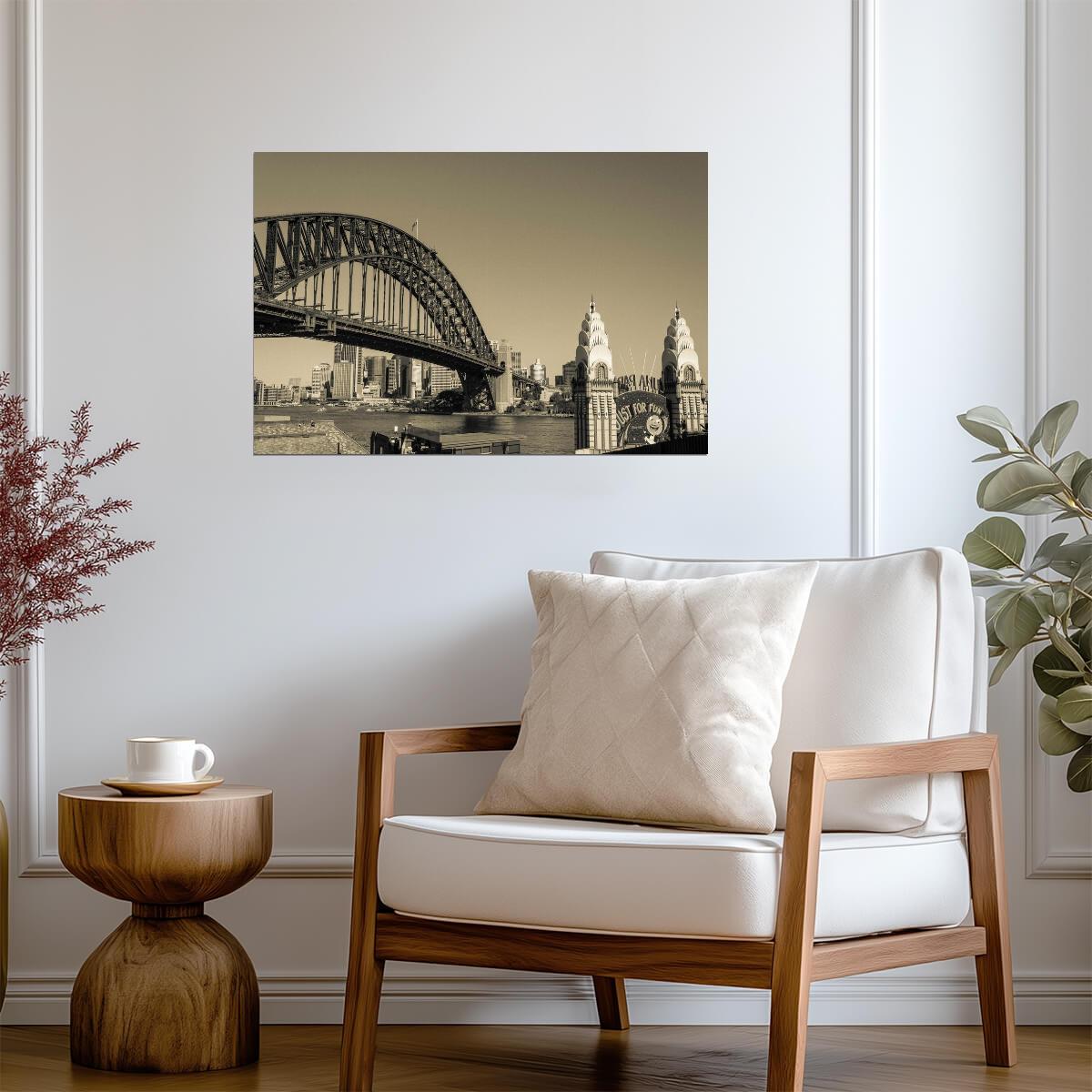 Sydney Harbour Bridge | Black and White Photography | Australia Landmark Poster - Vintage & Retro Poster