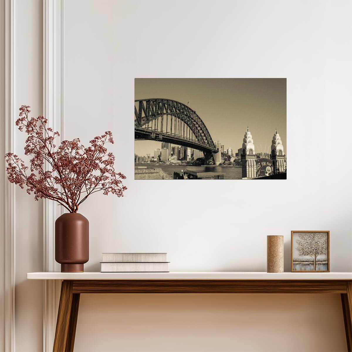 Sydney Harbour Bridge | Black and White Photography | Australia Landmark Poster - Vintage & Retro Poster