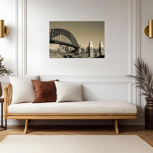 Sydney Harbour Bridge | Black and White Photography | Australia Landmark Poster - Vintage & Retro Poster
