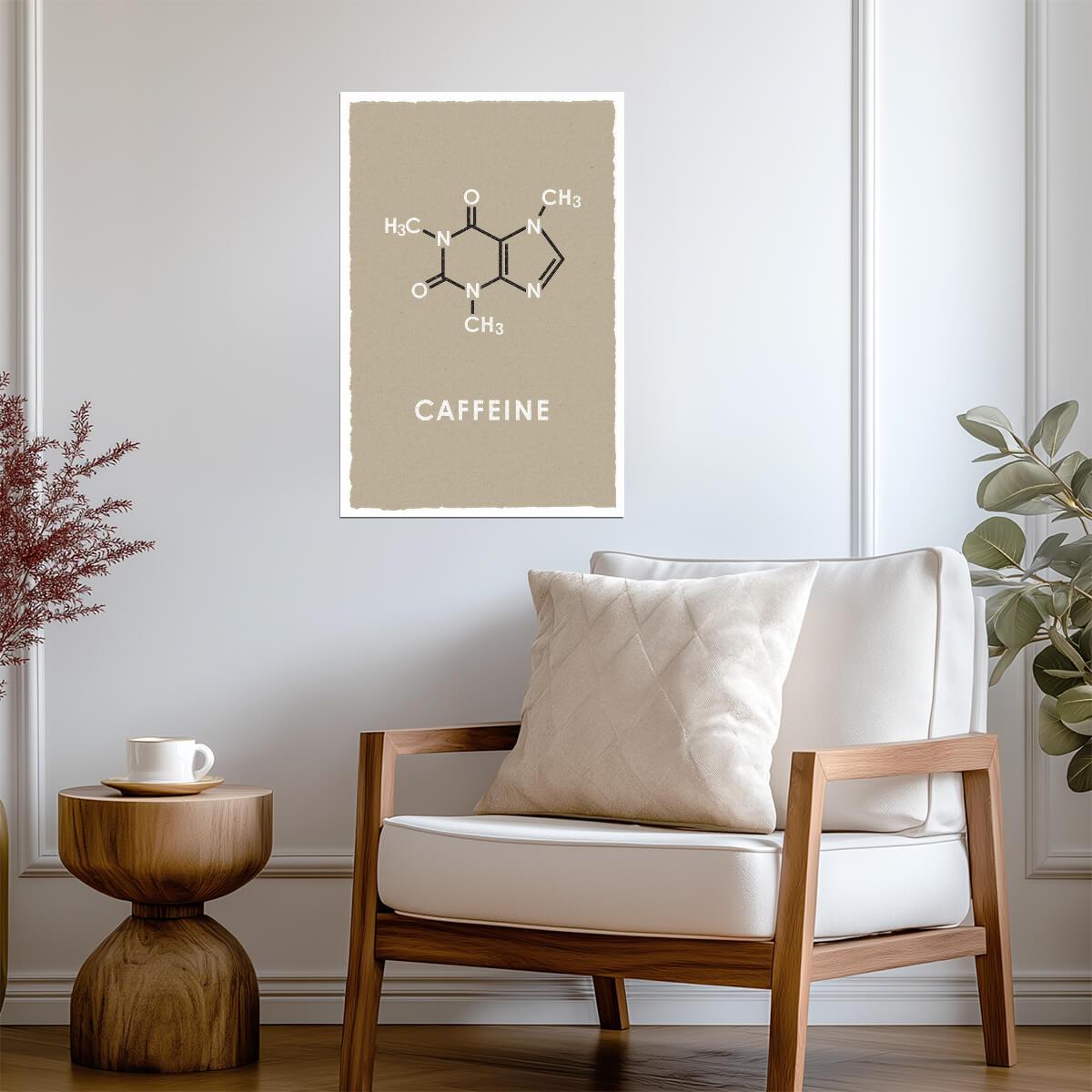 Coffee Chemistry Caffeine Molecule | Brown Minimalist Science Print | Funny Poster for Scientists - Type & Quotes Poster