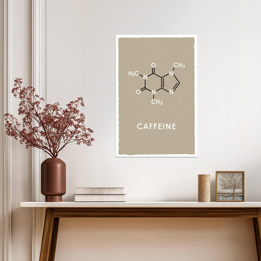 Coffee Chemistry Caffeine Molecule | Brown Minimalist Science Print | Funny Poster for Scientists - Type & Quotes Poster