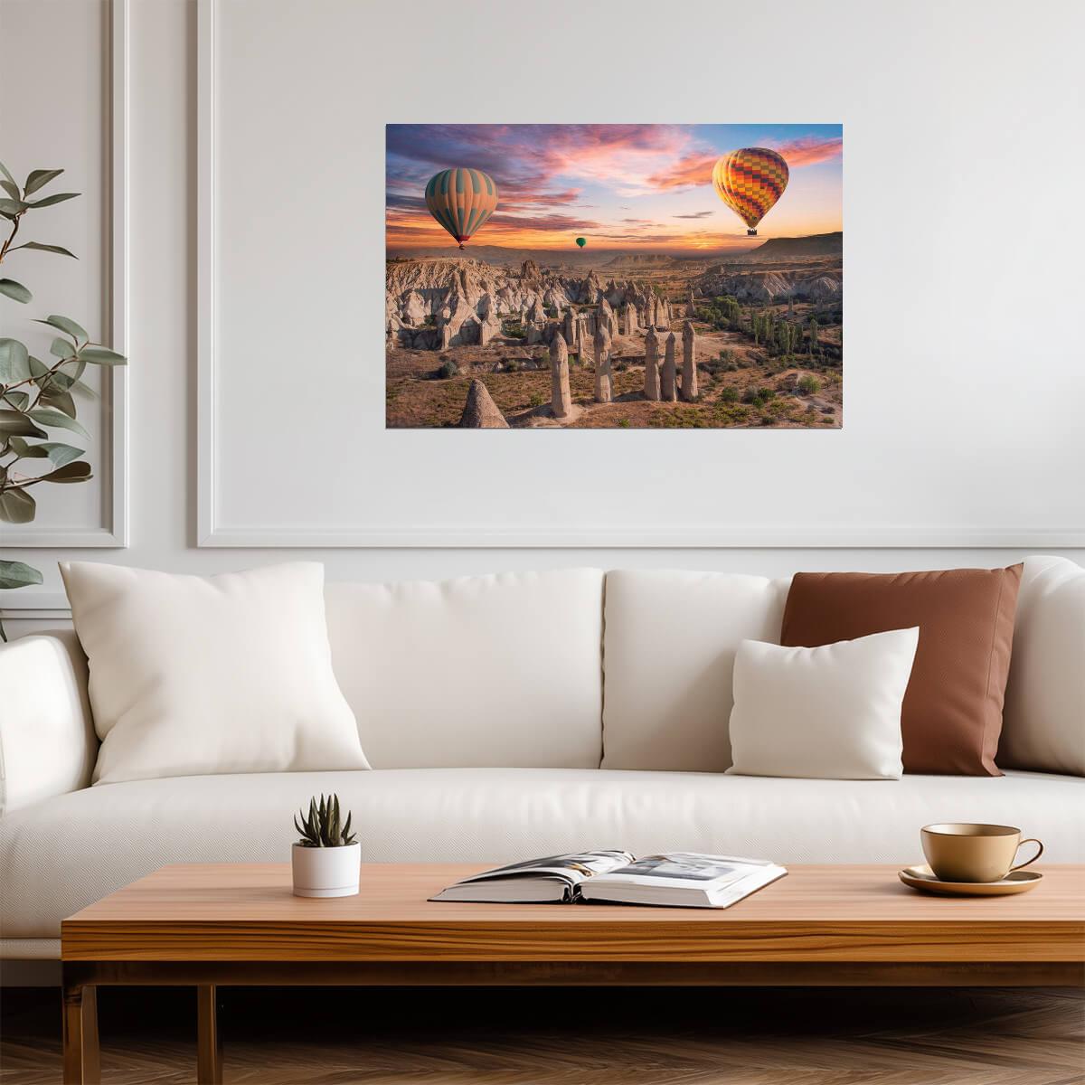 Hot Air Balloons Over Cappadocia Turkey | Landscape Photography | Travel Poster - Photography Poster