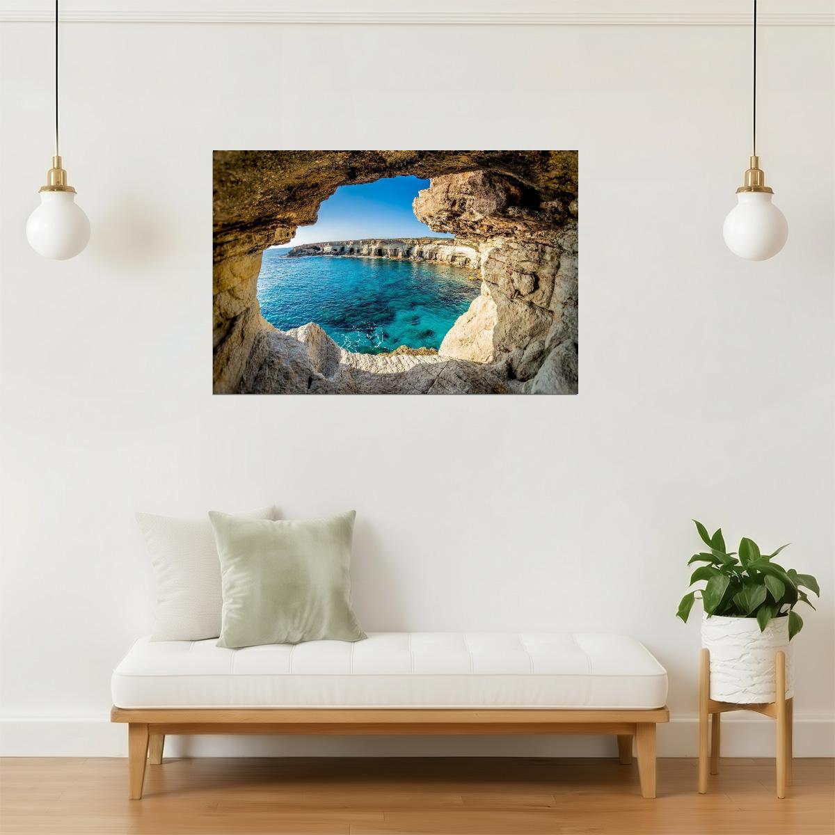 Ayia Napa Sea Caves Poster | Cyprus Coastal Landscape Photography | Seascape Wall Art