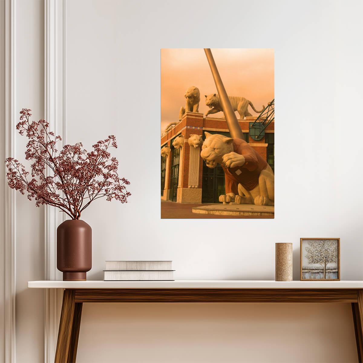 Tiger Statues at Comerica Park | Detroit Michigan Photography | Baseball Stadium Poster - Photography Poster
