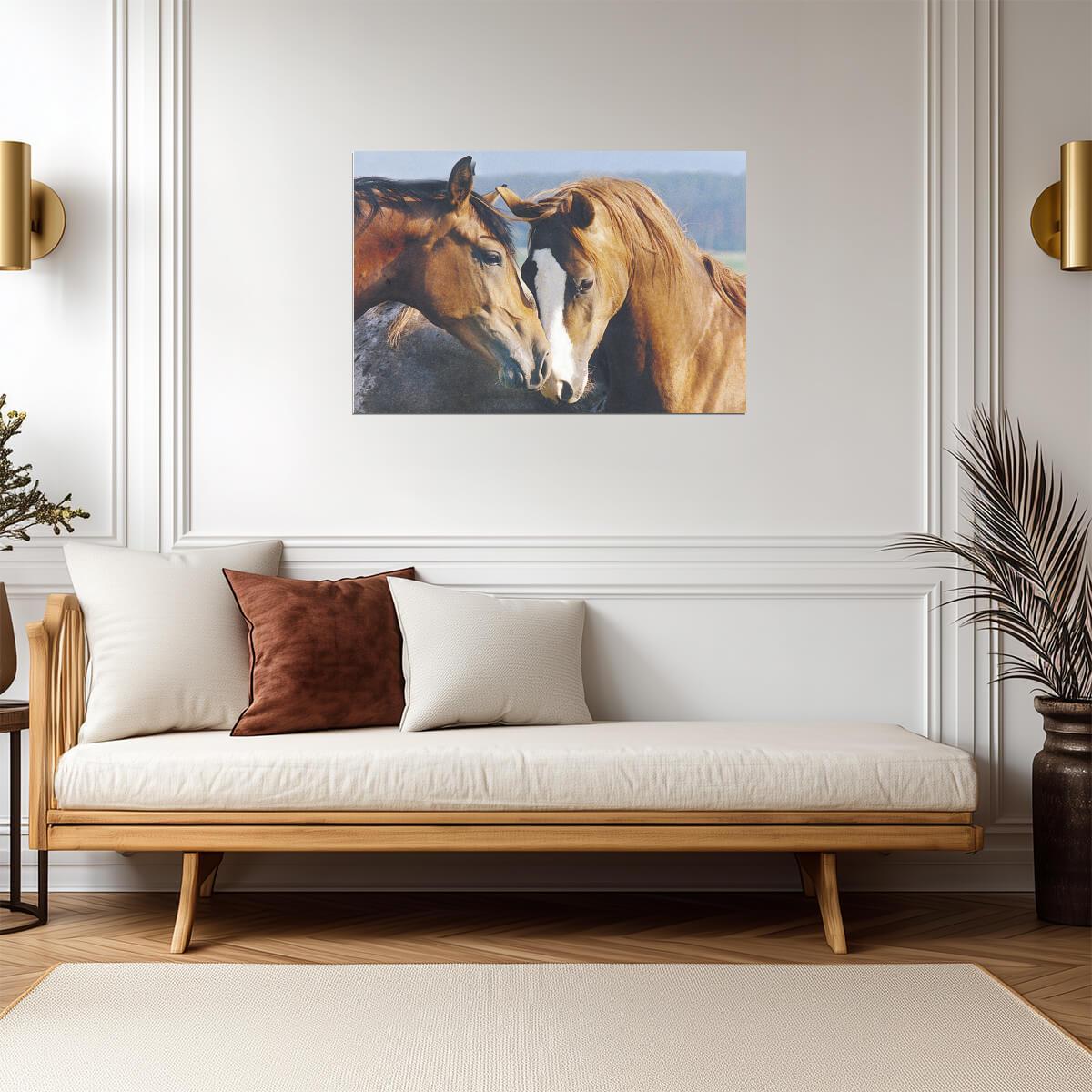 A Tender Moment Between Two Horses | Heartwarming Photography Print | Equestrian Wall Art Poster - Photography Poster