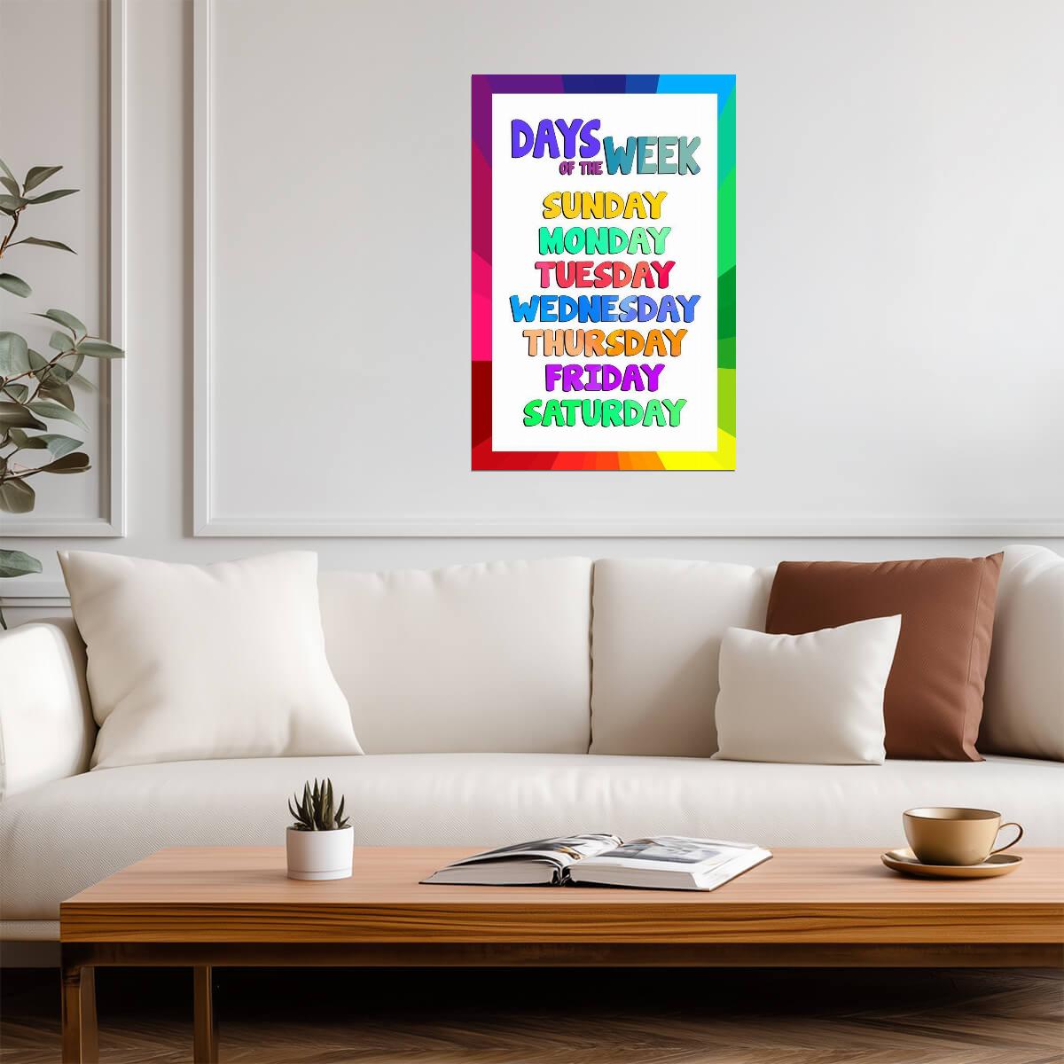 Days of the Week Chart | Colorful Educational Poster | Kids Classroom Wall Art - For Kids Poster