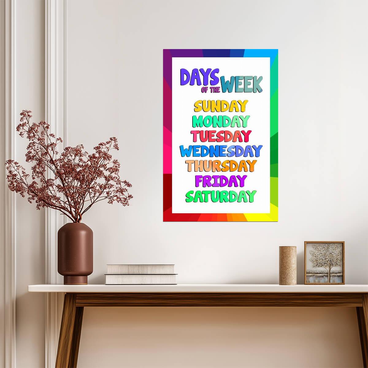 Days of the Week Chart | Colorful Educational Poster | Kids Classroom Wall Art - For Kids Poster
