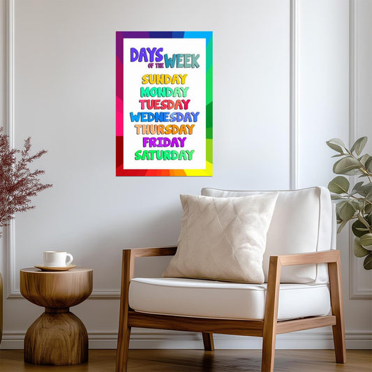 Days of the Week Chart | Colorful Educational Poster | Kids Classroom Wall Art - For Kids Poster