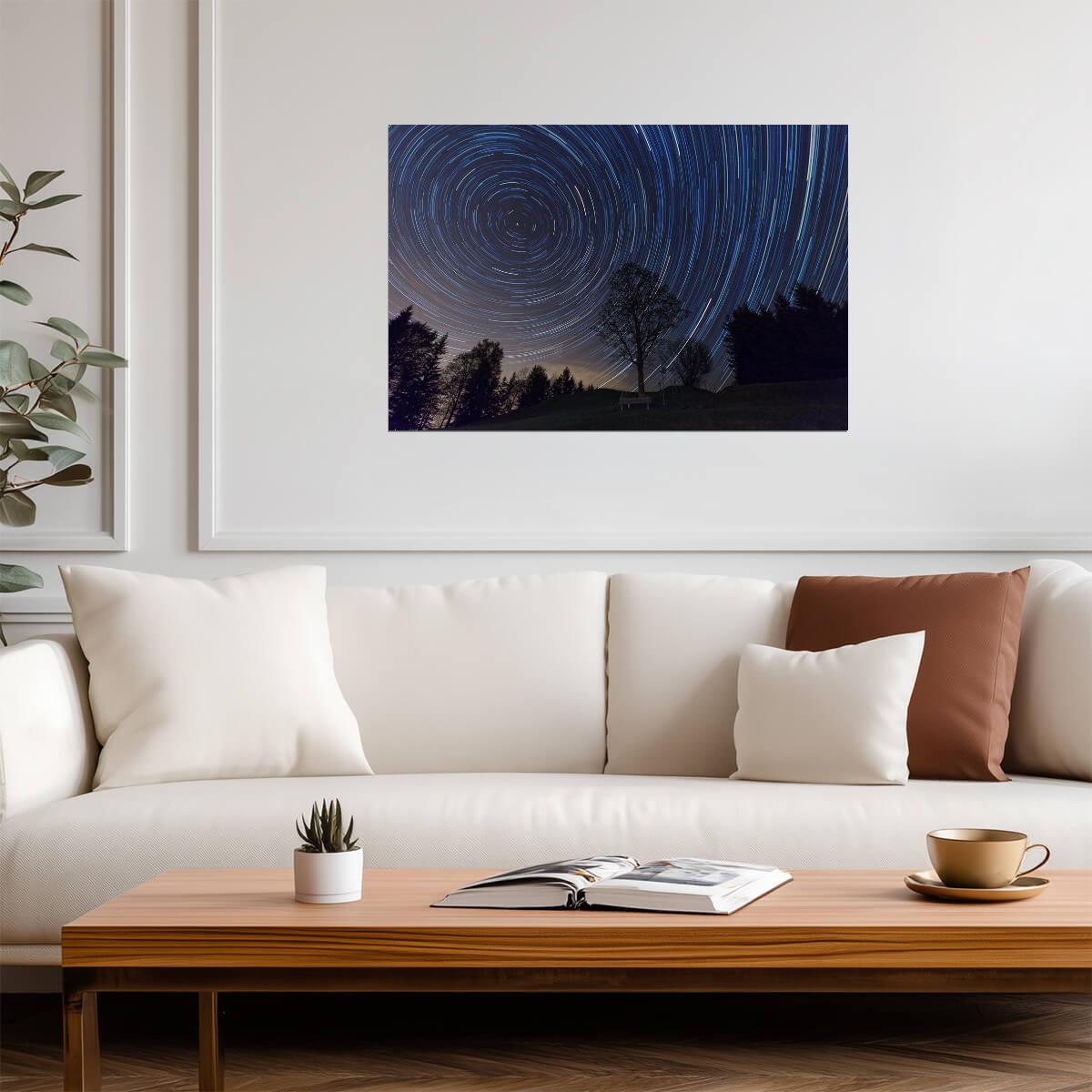 Star Trails Above a Lone Tree | Night Sky Photography | Astrophotography Poster - Photography Poster